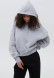 Almost black color three-thread insulated voluminous sweatshirt with a hood